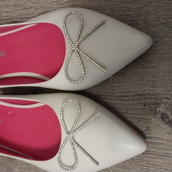 LE BABE white leather flats with Diamond bow size 38 - Picture 6 of 6